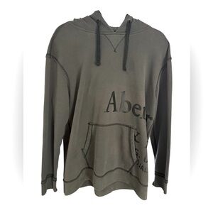 Abercrombie & Fitch Logo Fleece Hoodie Sweatshirt Thermal Hood Gray Size L